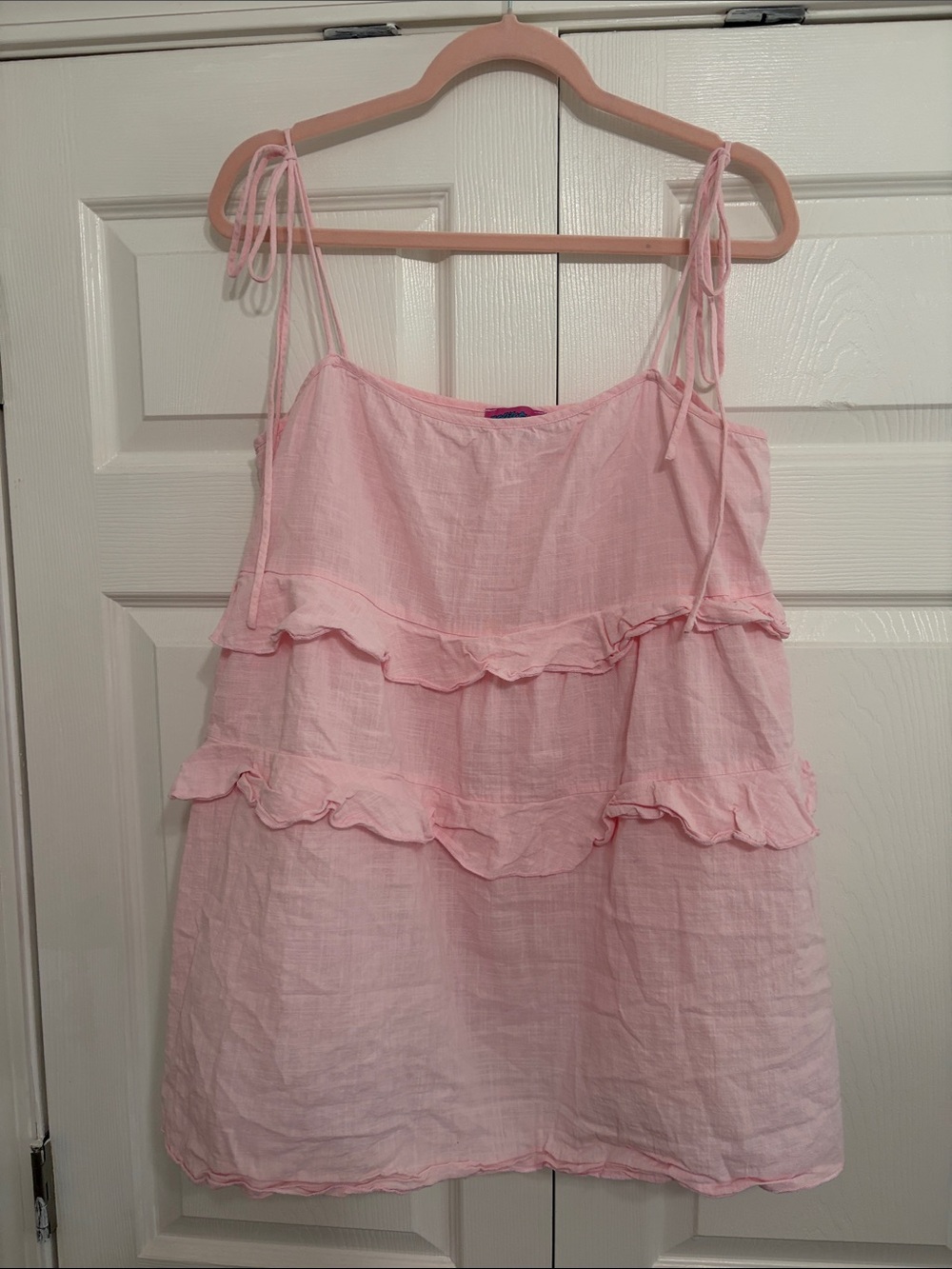 Edikted Light Pink Ruffle Tiered Tie-Strap Tunic